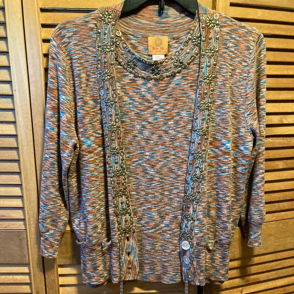 Ruby Rd. Multicolored Embellished 2pc Cardigan Set - image 3